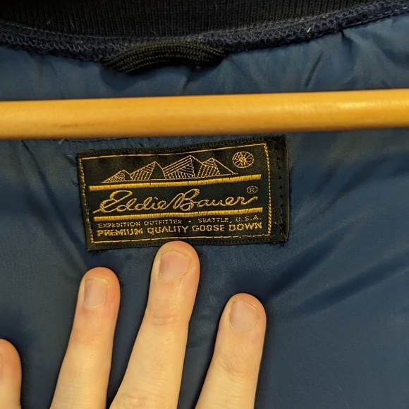 Vintage Eddie Bauer Goose Down Quilted Puffer Cargo Jacket Mens - Picture 15 of 15